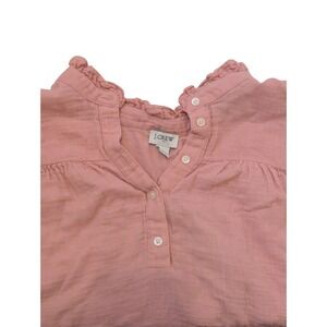 J. Crew Ruffle Sleeve Top Button Up Collar Pink Sleeveless Blouse‎ Size Small
